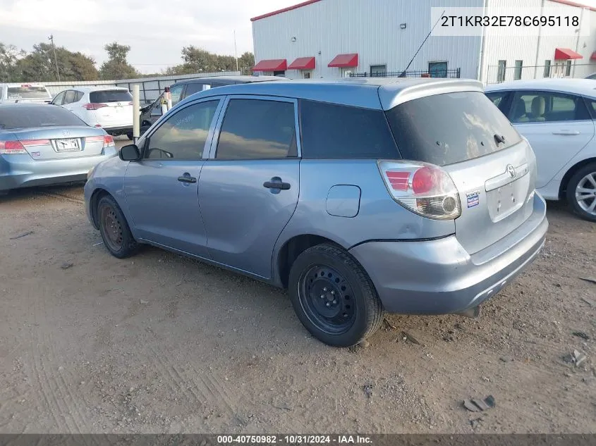 2008 Toyota Matrix VIN: 2T1KR32E78C695118 Lot: 40750982