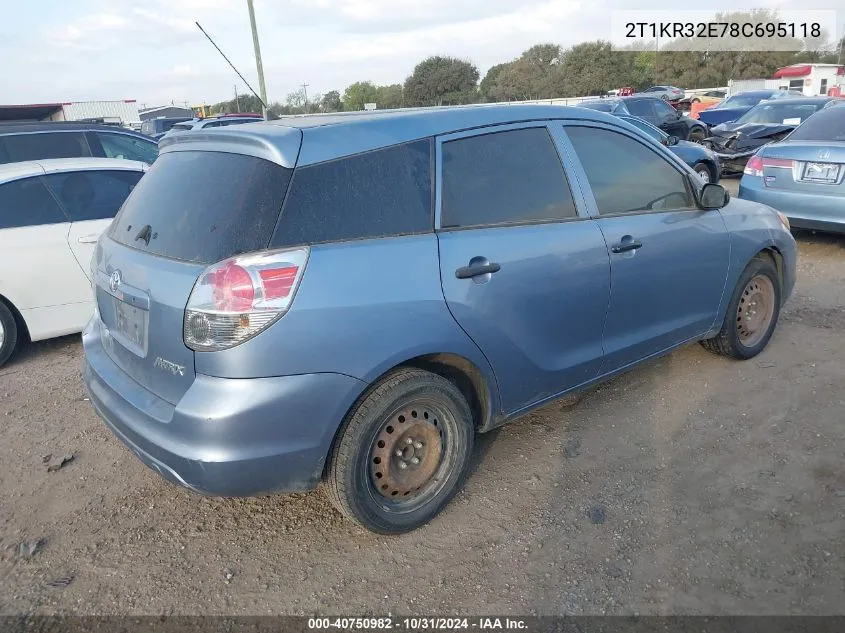 2008 Toyota Matrix VIN: 2T1KR32E78C695118 Lot: 40750982