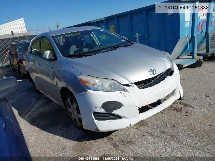 2009 Toyota Matrix VIN: 2T1KU40E49C061838 Lot: 40798888