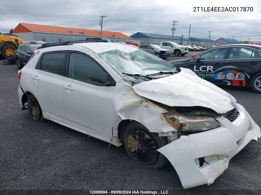 2010 Toyota Matrix Base (A4) VIN: 2T1LE4EE2AC017870 Lot: 12089894