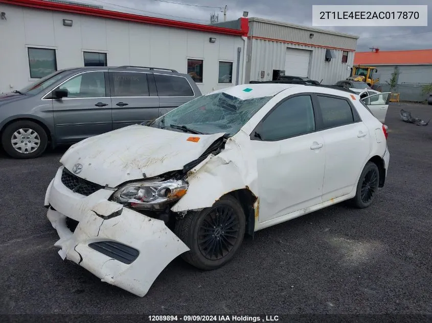 2010 Toyota Matrix Base (A4) VIN: 2T1LE4EE2AC017870 Lot: 12089894