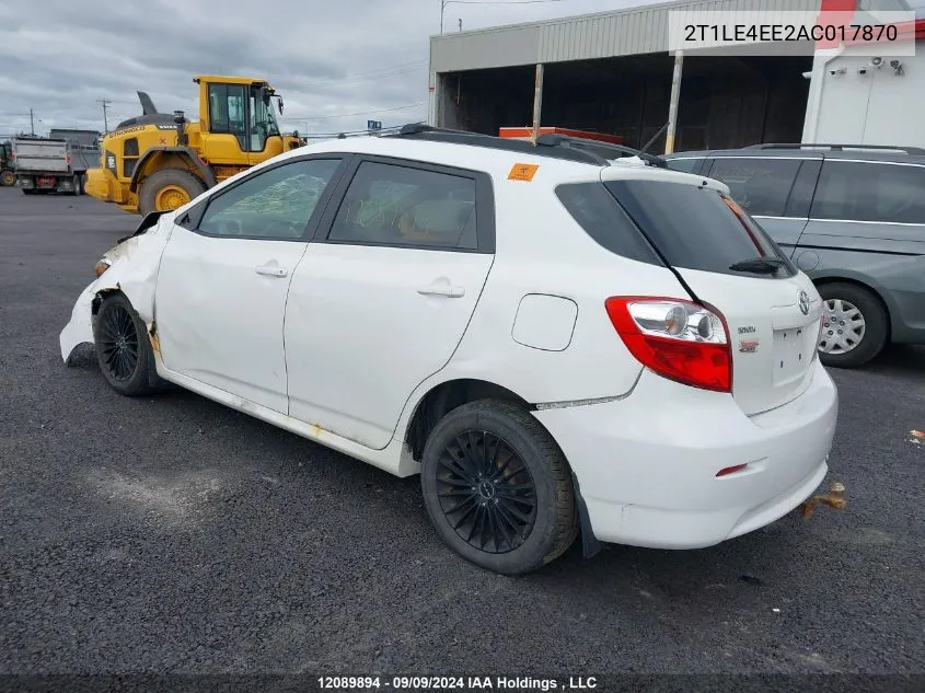 2010 Toyota Matrix Base (A4) VIN: 2T1LE4EE2AC017870 Lot: 12089894