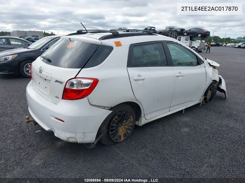 2010 Toyota Matrix Base (A4) VIN: 2T1LE4EE2AC017870 Lot: 12089894