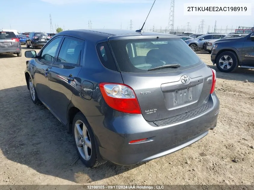 2010 Toyota Matrix Wagon VIN: 2T1KU4EE2AC198919 Lot: 12100105