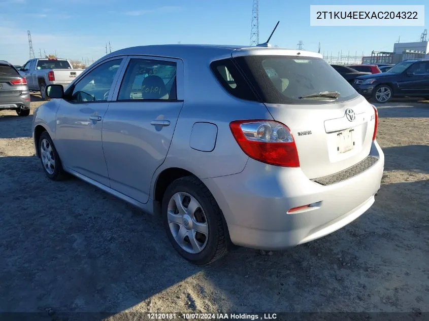 2010 Toyota Corolla Matrix VIN: 2T1KU4EEXAC204322 Lot: 12120181