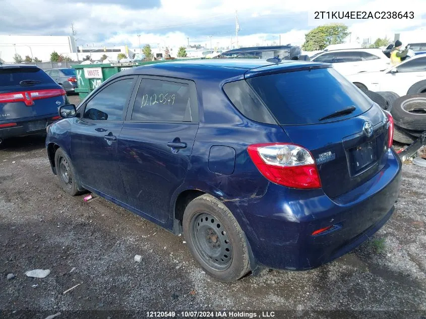 2010 Toyota Matrix VIN: 2T1KU4EE2AC238643 Lot: 12120549