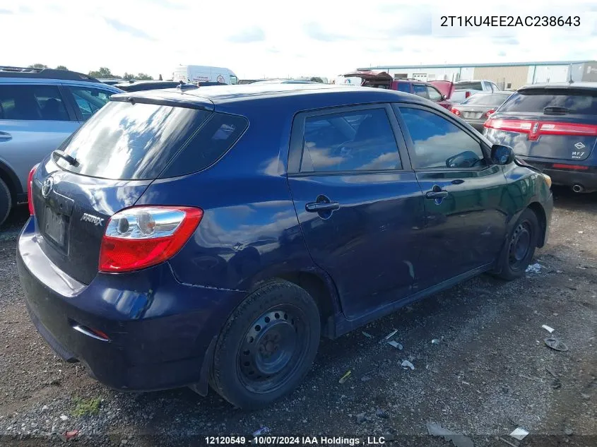 2010 Toyota Matrix VIN: 2T1KU4EE2AC238643 Lot: 12120549