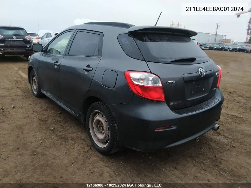 2010 Toyota Matrix VIN: 2T1LE4EE8AC012074 Lot: 12136908