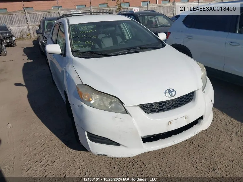 2010 Toyota Corolla Matrix S VIN: 2T1LE4EE3AC018400 Lot: 12138101