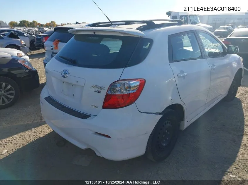 2T1LE4EE3AC018400 2010 Toyota Corolla Matrix S