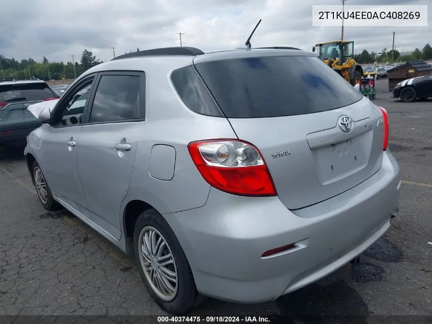 2010 Toyota Matrix VIN: 2T1KU4EE0AC408269 Lot: 40374475