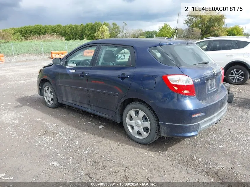 2010 Toyota Matrix S VIN: 2T1LE4EE0AC018175 Lot: 40533991