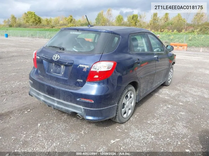 2010 Toyota Matrix S VIN: 2T1LE4EE0AC018175 Lot: 40533991