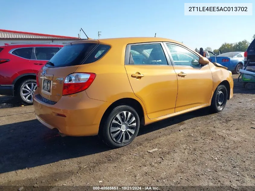 2010 Toyota Matrix S VIN: 2T1LE4EE5AC013702 Lot: 40585653