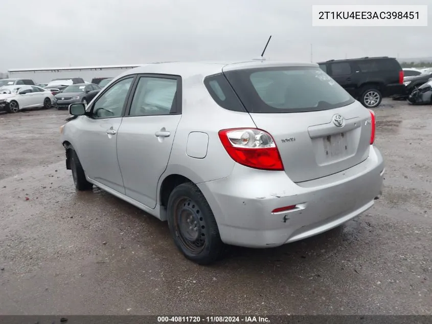 2010 Toyota Matrix VIN: 2T1KU4EE3AC398451 Lot: 40811720