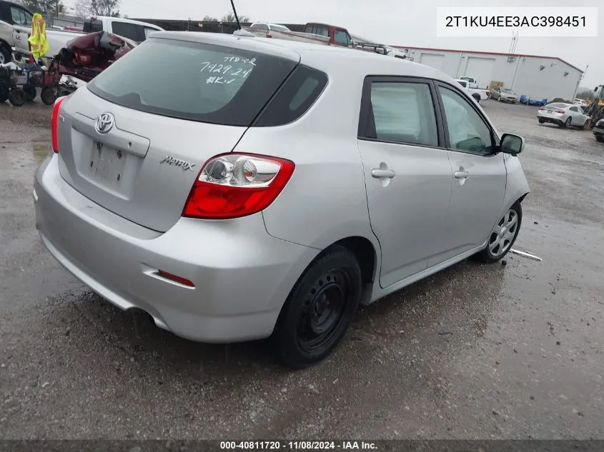 2010 Toyota Matrix VIN: 2T1KU4EE3AC398451 Lot: 40811720