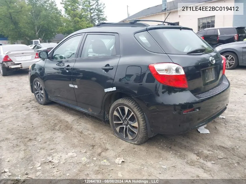 2011 Toyota Corolla Matrix S VIN: 2T1LE4EE2BC019412 Lot: 12064783