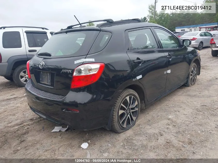 2011 Toyota Corolla Matrix S VIN: 2T1LE4EE2BC019412 Lot: 12064783