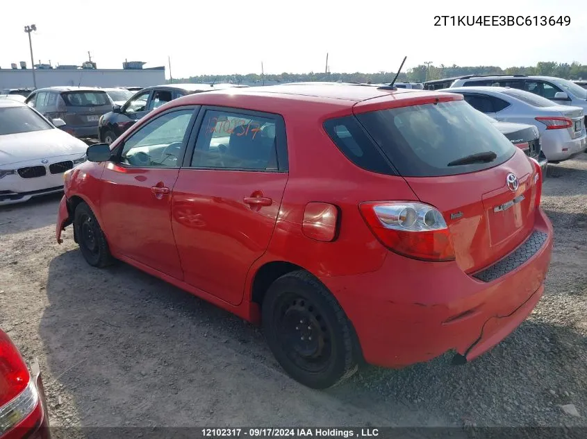 2011 Toyota Matrix VIN: 2T1KU4EE3BC613649 Lot: 12102317