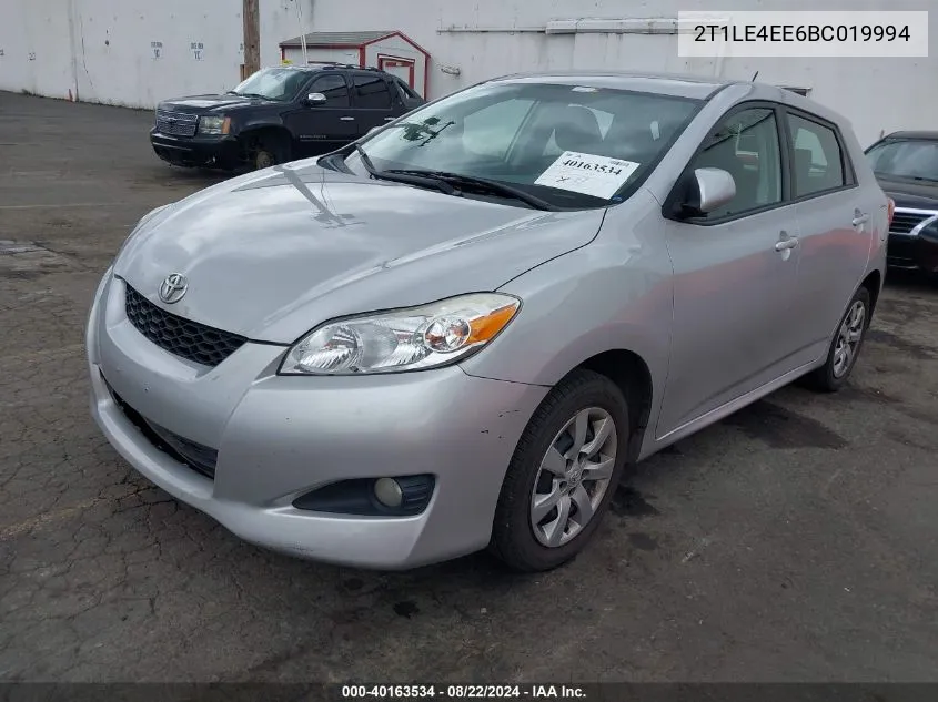 2011 Toyota Matrix S VIN: 2T1LE4EE6BC019994 Lot: 40163534