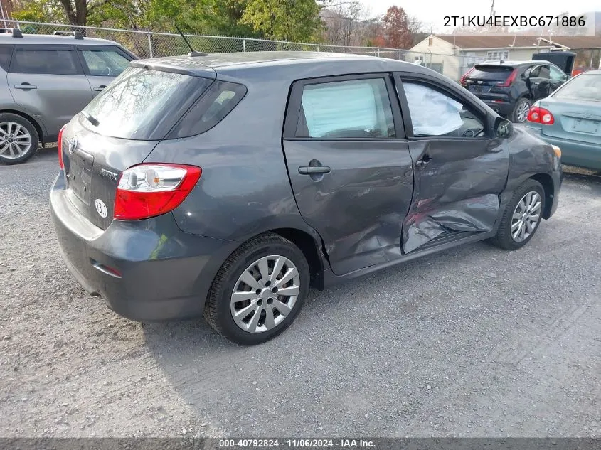 2011 Toyota Matrix VIN: 2T1KU4EEXBC671886 Lot: 40792824