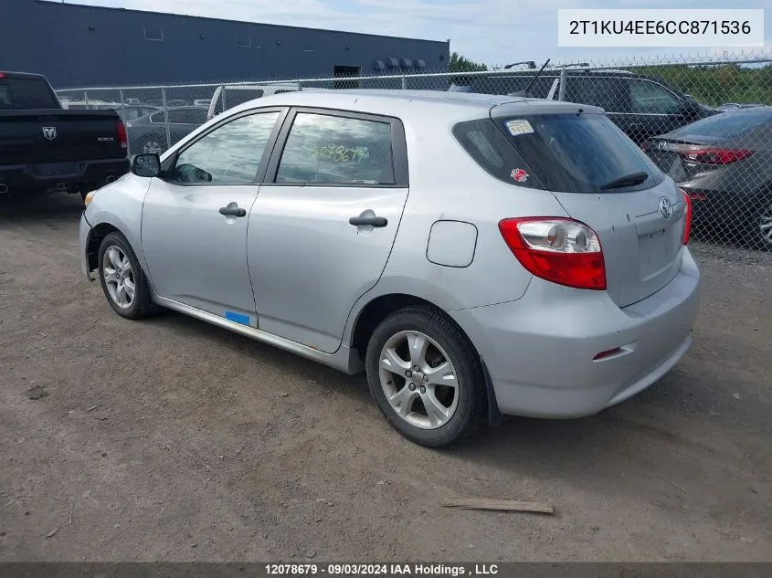 2012 Toyota Matrix VIN: 2T1KU4EE6CC871536 Lot: 12078679