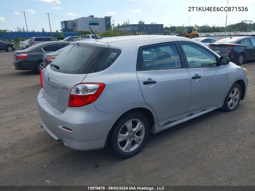 2012 Toyota Matrix VIN: 2T1KU4EE6CC871536 Lot: 12078679