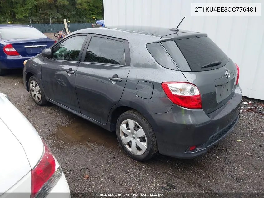 2012 Toyota Matrix L VIN: 2T1KU4EE3CC776481 Lot: 40435789