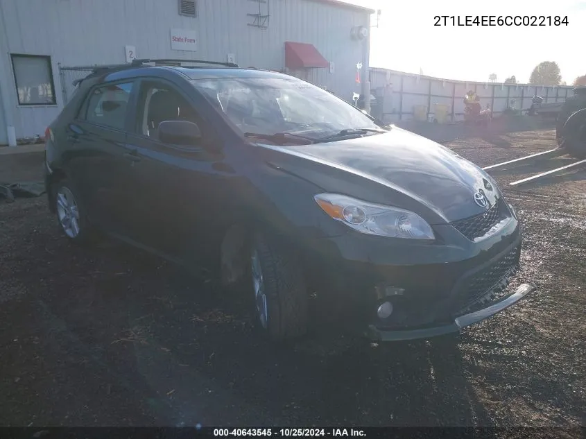 2012 Toyota Matrix S VIN: 2T1LE4EE6CC022184 Lot: 40643545