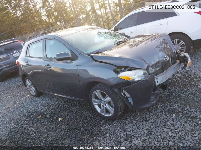 2012 Toyota Matrix S VIN: 2T1LE4EE3CC021865 Lot: 40775356