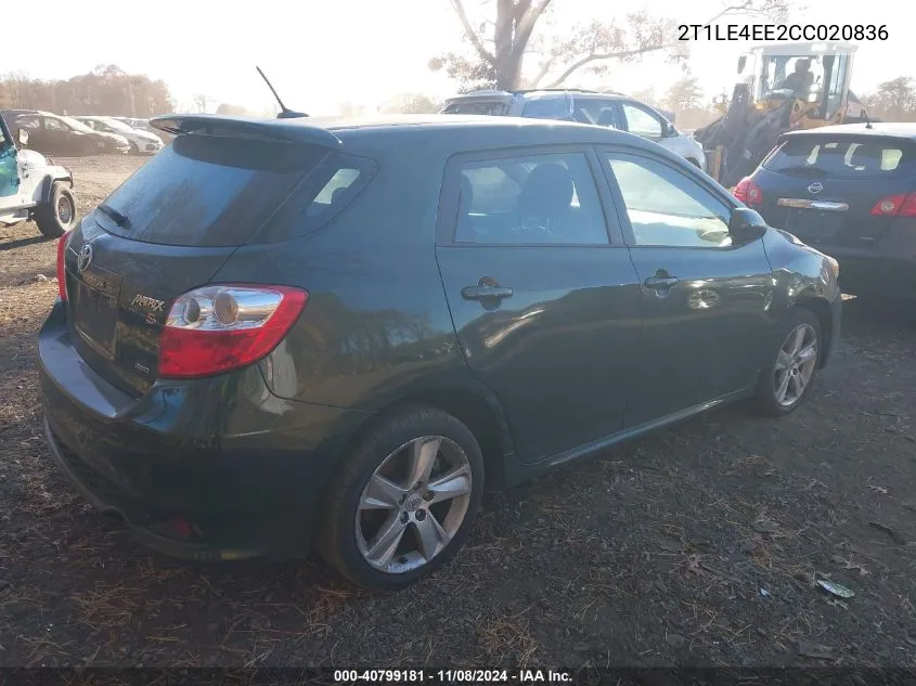 2012 Toyota Matrix S VIN: 2T1LE4EE2CC020836 Lot: 40799181