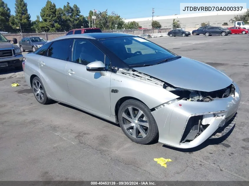 2016 Toyota Mirai VIN: JTDBVRBD7GA000337 Lot: 40453139