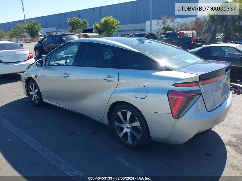 2016 Toyota Mirai VIN: JTDBVRBD7GA000337 Lot: 40453139