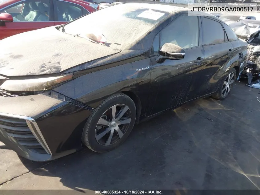 2016 Toyota Mirai VIN: JTDBVRBD9GA000517 Lot: 40585324