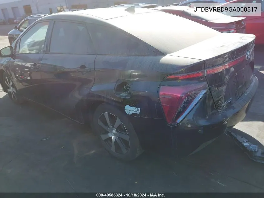 2016 Toyota Mirai VIN: JTDBVRBD9GA000517 Lot: 40585324