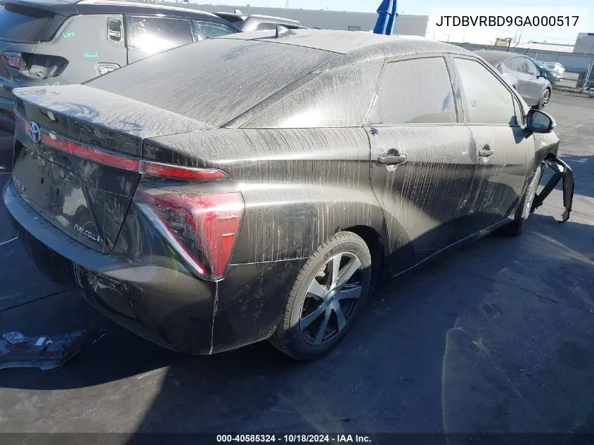 2016 Toyota Mirai VIN: JTDBVRBD9GA000517 Lot: 40585324