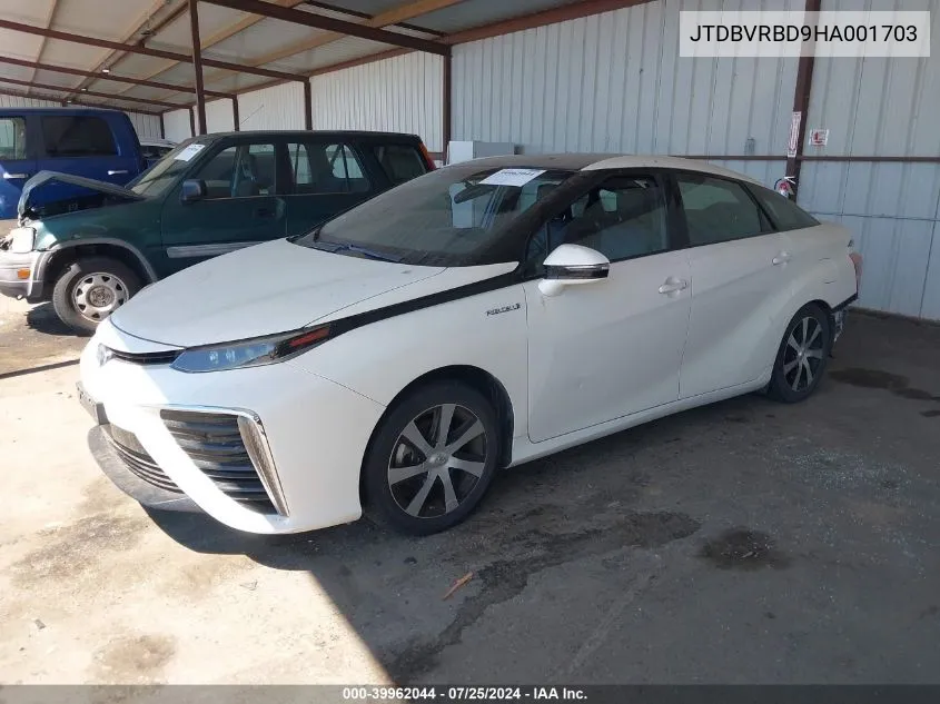 2017 Toyota Mirai VIN: JTDBVRBD9HA001703 Lot: 39962044