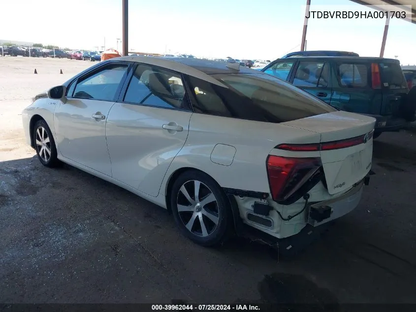 2017 Toyota Mirai VIN: JTDBVRBD9HA001703 Lot: 39962044