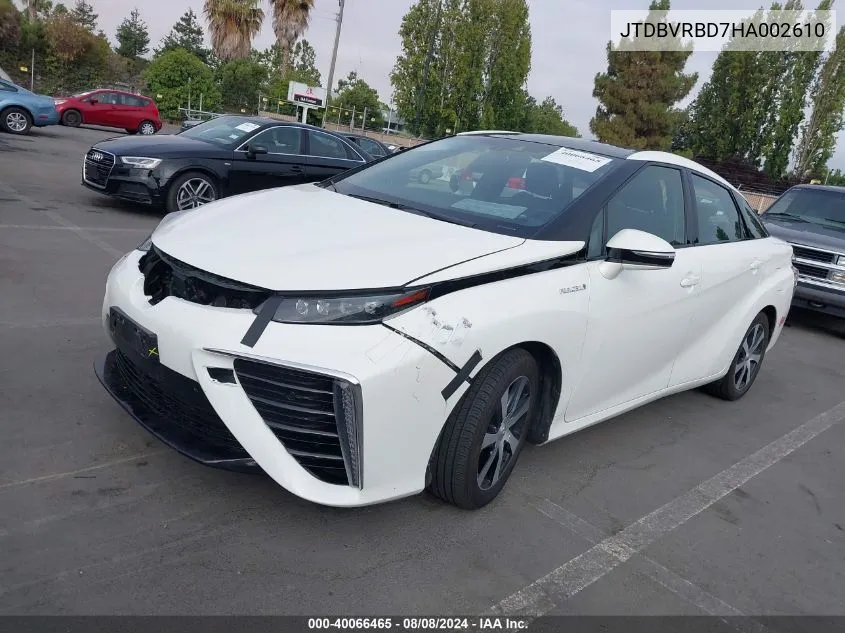 2017 Toyota Mirai VIN: JTDBVRBD7HA002610 Lot: 40066465