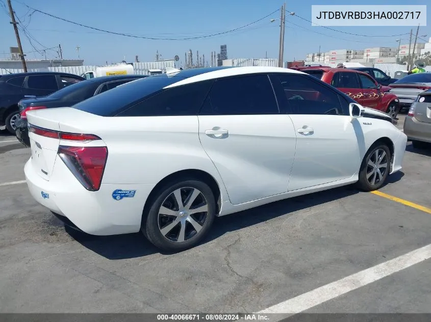 2017 Toyota Mirai VIN: JTDBVRBD3HA002717 Lot: 40066671