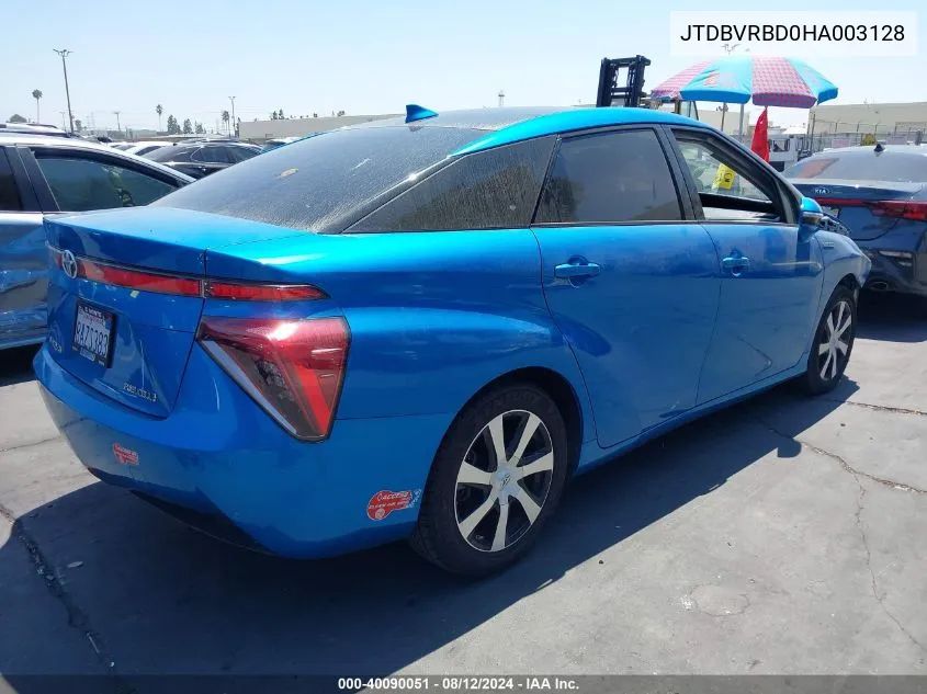 2017 Toyota Mirai VIN: JTDBVRBD0HA003128 Lot: 40090051