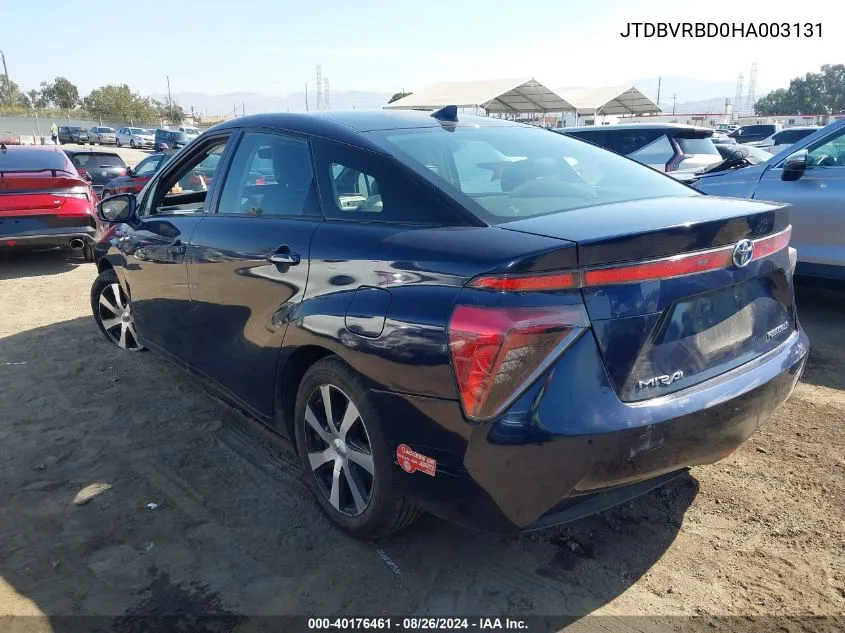 2017 Toyota Mirai VIN: JTDBVRBD0HA003131 Lot: 40176461