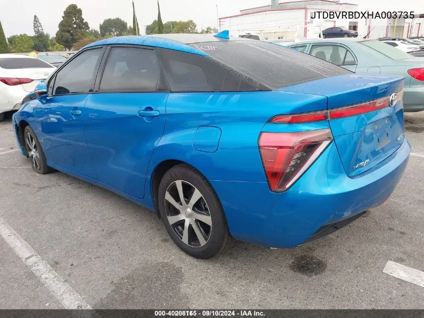 2017 Toyota Mirai VIN: JTDBVRBDXHA003735 Lot: 40208165