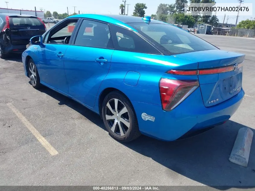 JTDBVRBD7HA002476 2017 Toyota Mirai