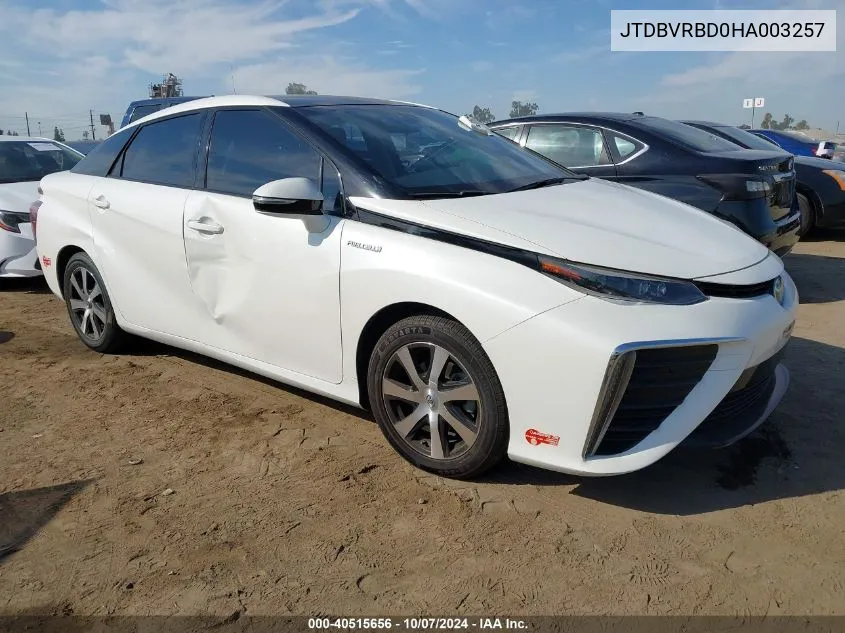 2017 Toyota Mirai VIN: JTDBVRBD0HA003257 Lot: 40515656