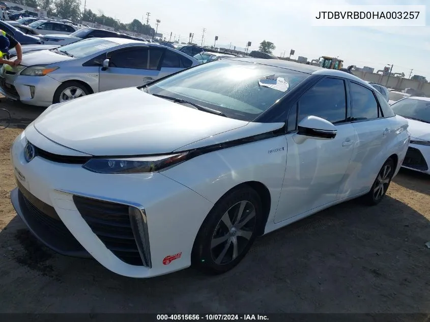 2017 Toyota Mirai VIN: JTDBVRBD0HA003257 Lot: 40515656