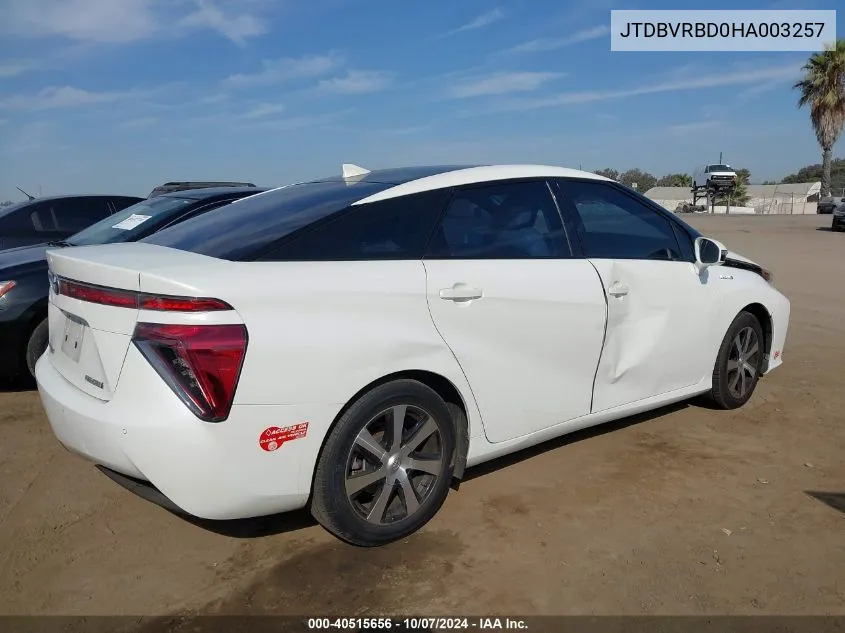 2017 Toyota Mirai VIN: JTDBVRBD0HA003257 Lot: 40515656