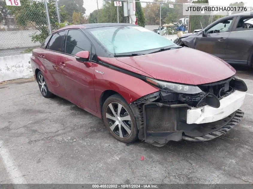 2017 Toyota Mirai VIN: JTDBVRBD3HA001776 Lot: 40532002