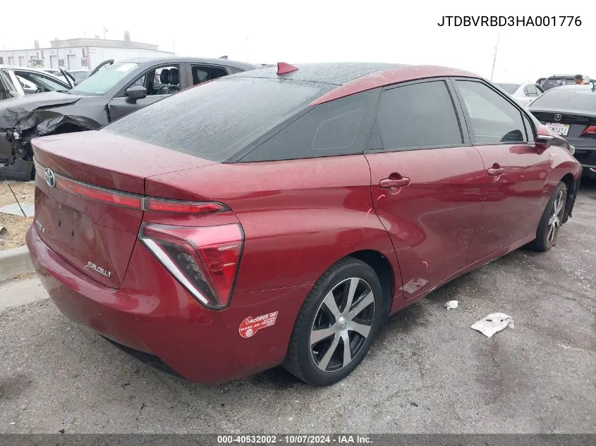 2017 Toyota Mirai VIN: JTDBVRBD3HA001776 Lot: 40532002