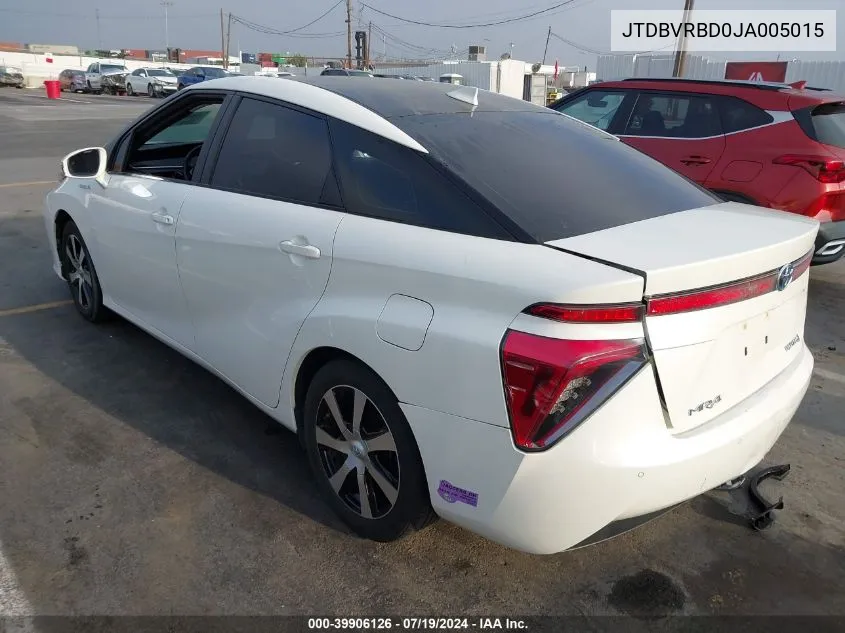 2018 Toyota Mirai VIN: JTDBVRBD0JA005015 Lot: 39906126